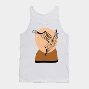 Minimal Modern  Abstract  Circle Shapes  leave  Warm Tones  Design Tank Top